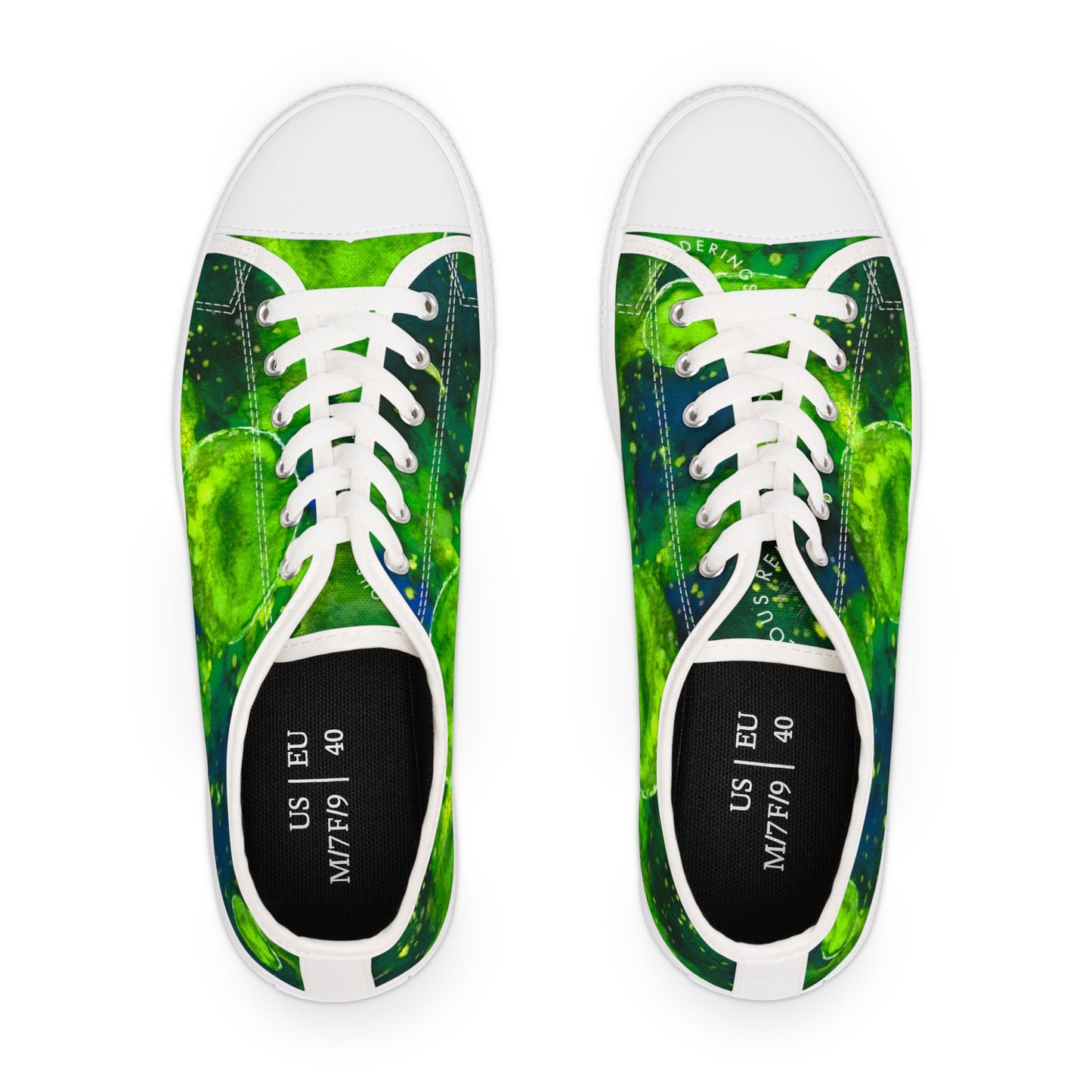 Low Top Sneakers — Green Galaxy Moon Pattern