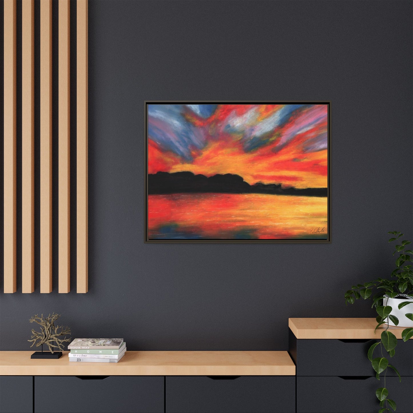 Sunset Over The Lake Framed Wall Art