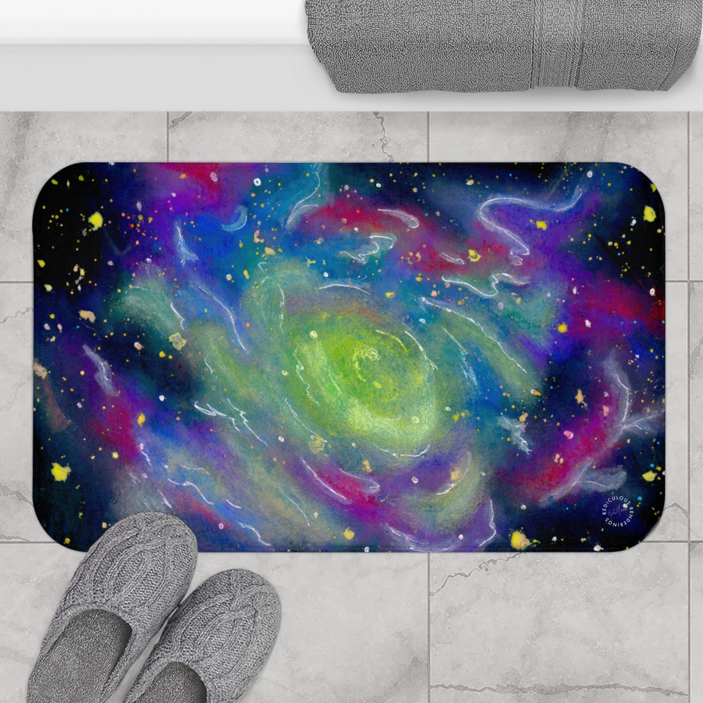 Rainbow Vortex Galaxy Bath Mat  Anti-Slip, 100% Microfiber Rug- Home & Bathroom Supplies