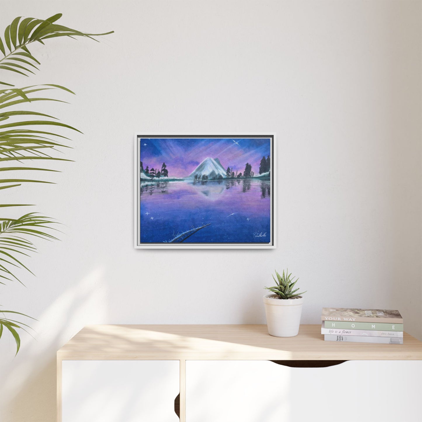 Purple Sky Over Lone Mountain Framed Wall Art