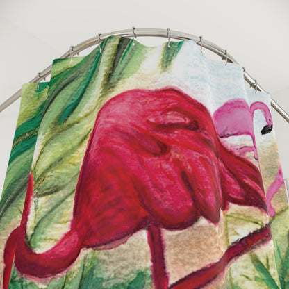 Red Flamingo Shower Curtain