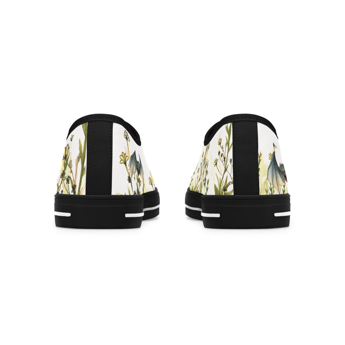 Low Top Sneakers — Floral Meadow with Bats Women's Canvas Sneakers