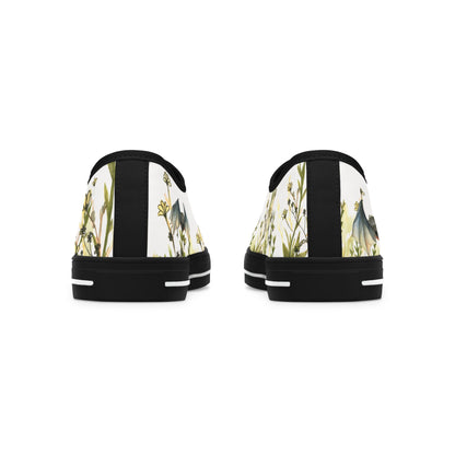 Low Top Sneakers — Floral Meadow with Bats Women's Canvas Sneakers
