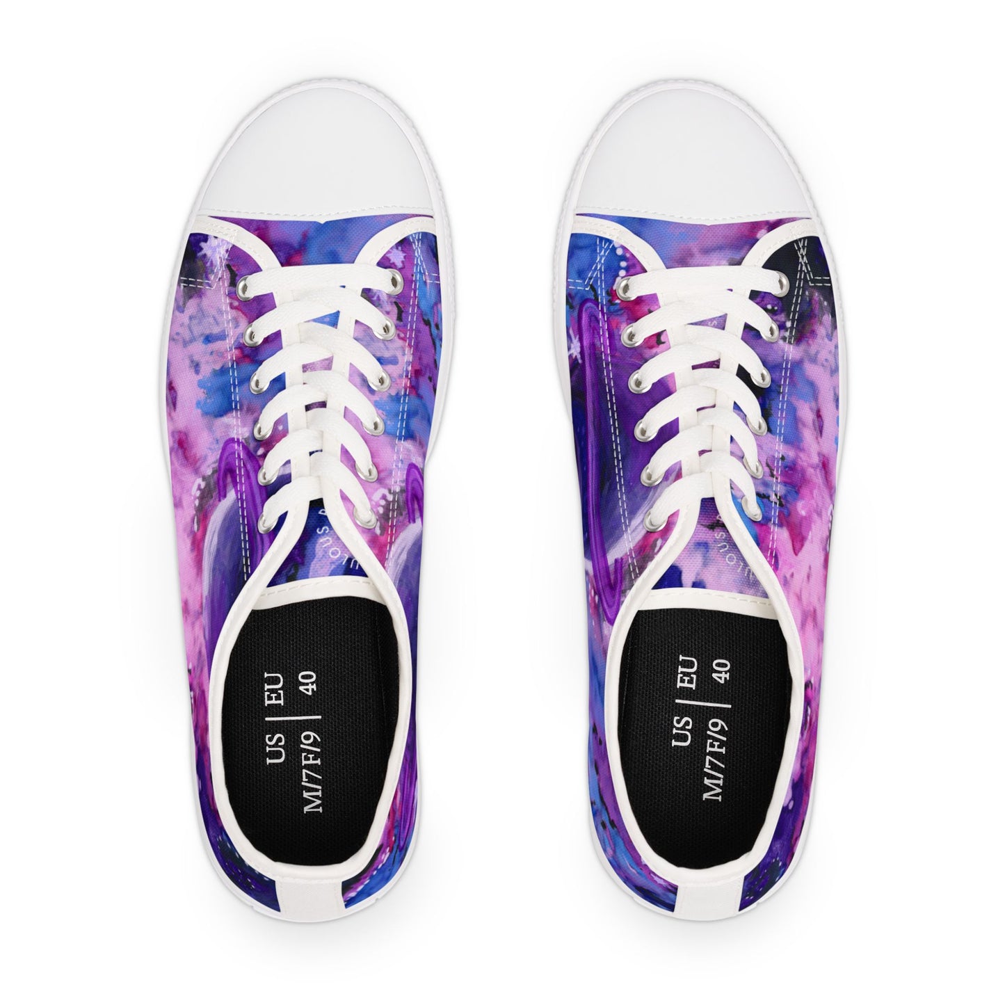 Purple Galaxy Women's Low Top Sneakers — Abstract Tie-Dye Cosmic Design