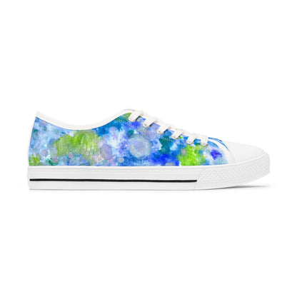 Floral Watercolor Low Top Sneakers — Blue Green Garden Print