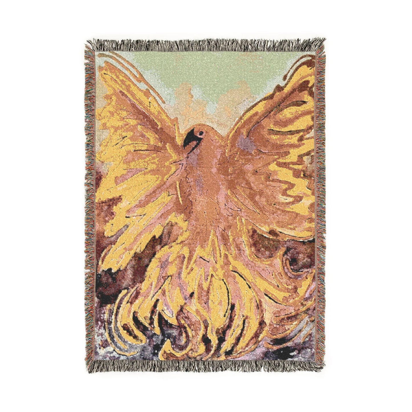 Sunburst Phoenix Bird Woven Blanket — Rising from the Ashes Rebirth Throw