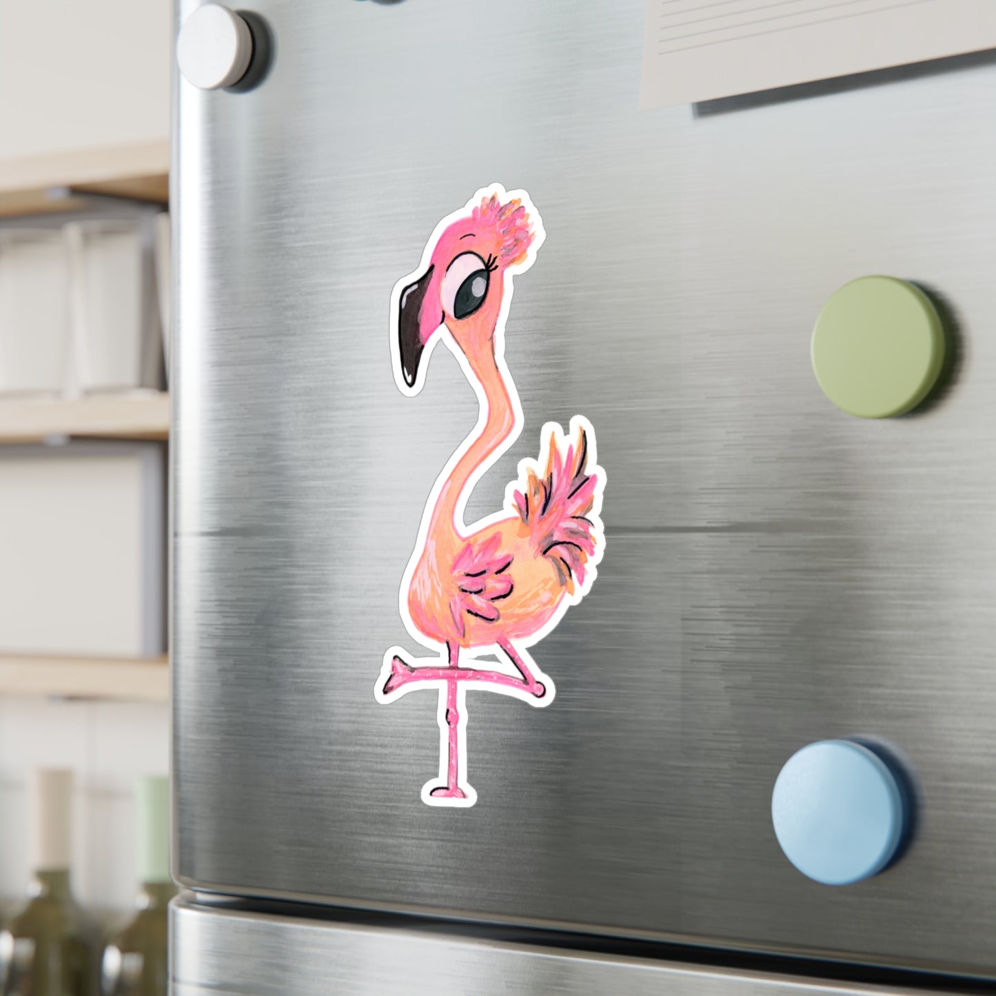 Flamingo-7 Kiss-Cut Vinyl Decals Water, Scratch & UV-Resistant Satin Finish Vinyl Sticker with Removable Adhesive