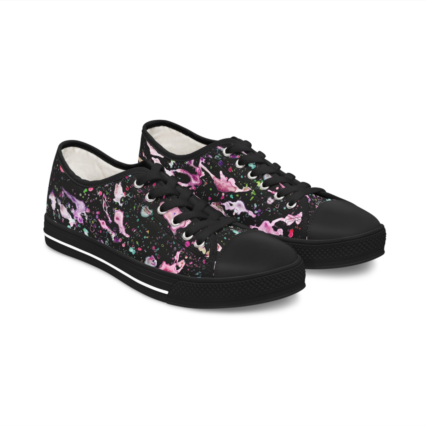 Black Splashes Unisex Classic Low Top Sneakers Closed Toe Casual Walking Shoes