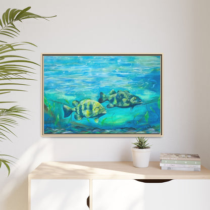 Framed Matte Canvas - Underwater Fish Scene