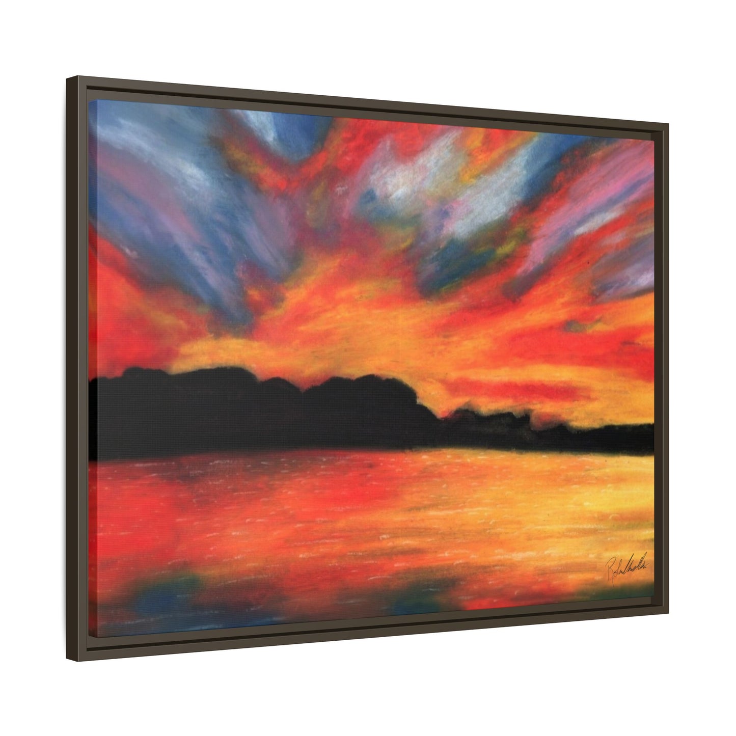 Sunset Over The Lake Framed Wall Art