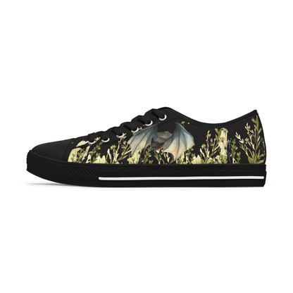 Women's Low Top Sneakers — Botanical Bat Night Floral Print