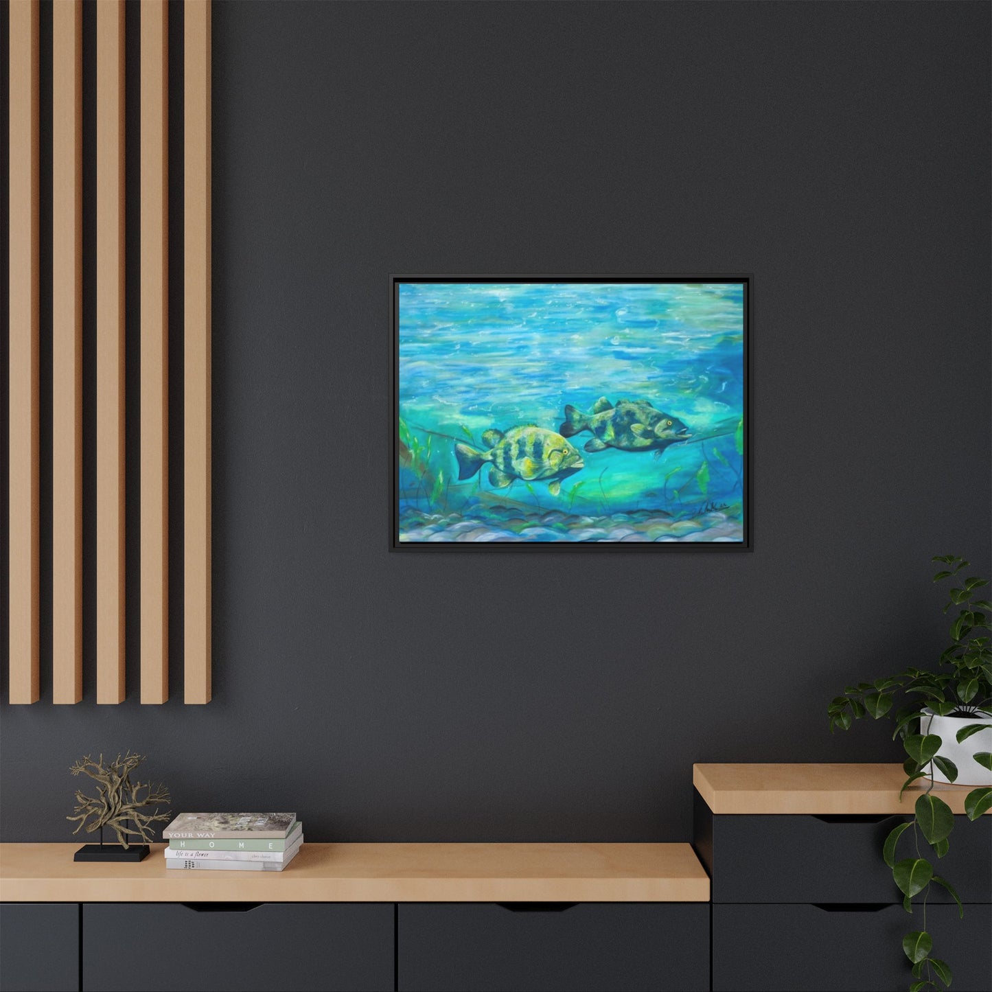 Framed Matte Canvas - Underwater Fish Scene