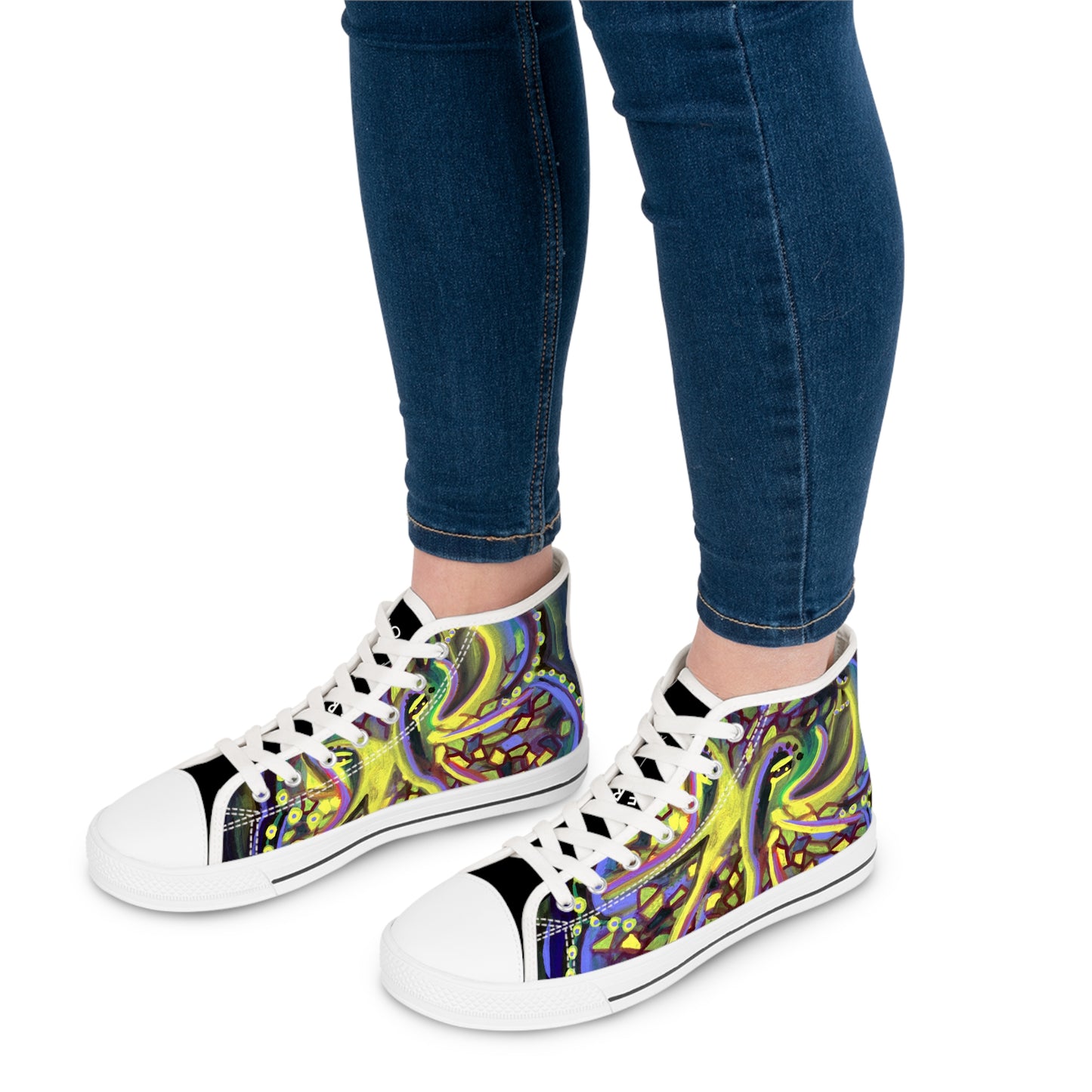 Octopus Green/Black Woman's Classic High Top Sneakers