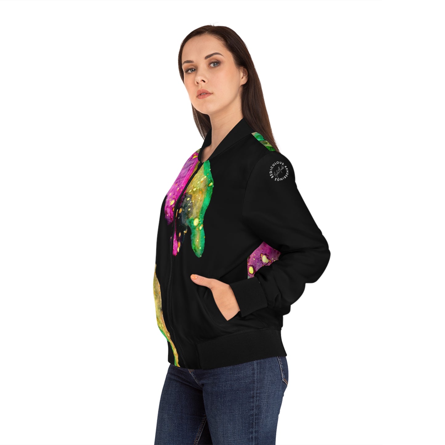 Neon Galaxy Women's Bomber Jacket (AOP)