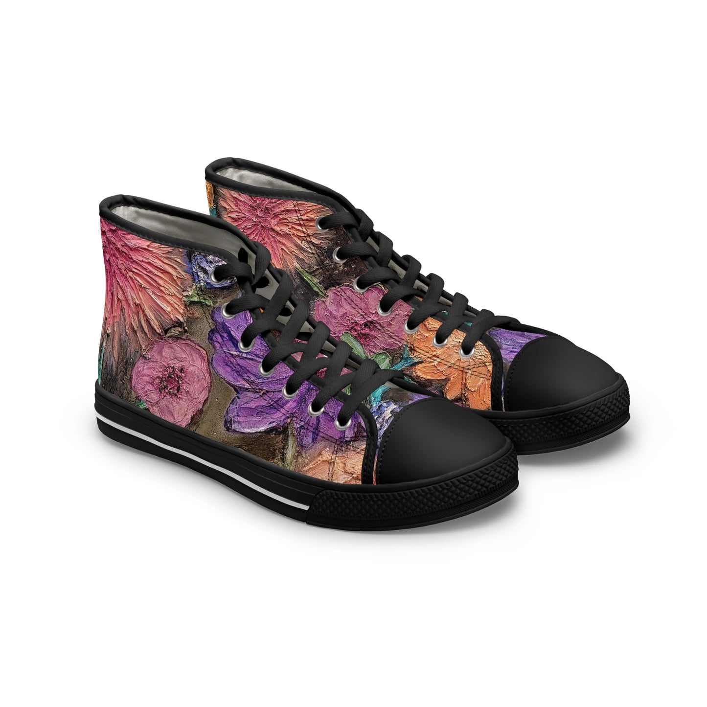 Flower Unisex High Top Sneakers Closed Toe Casual Walking Fashion Shoes