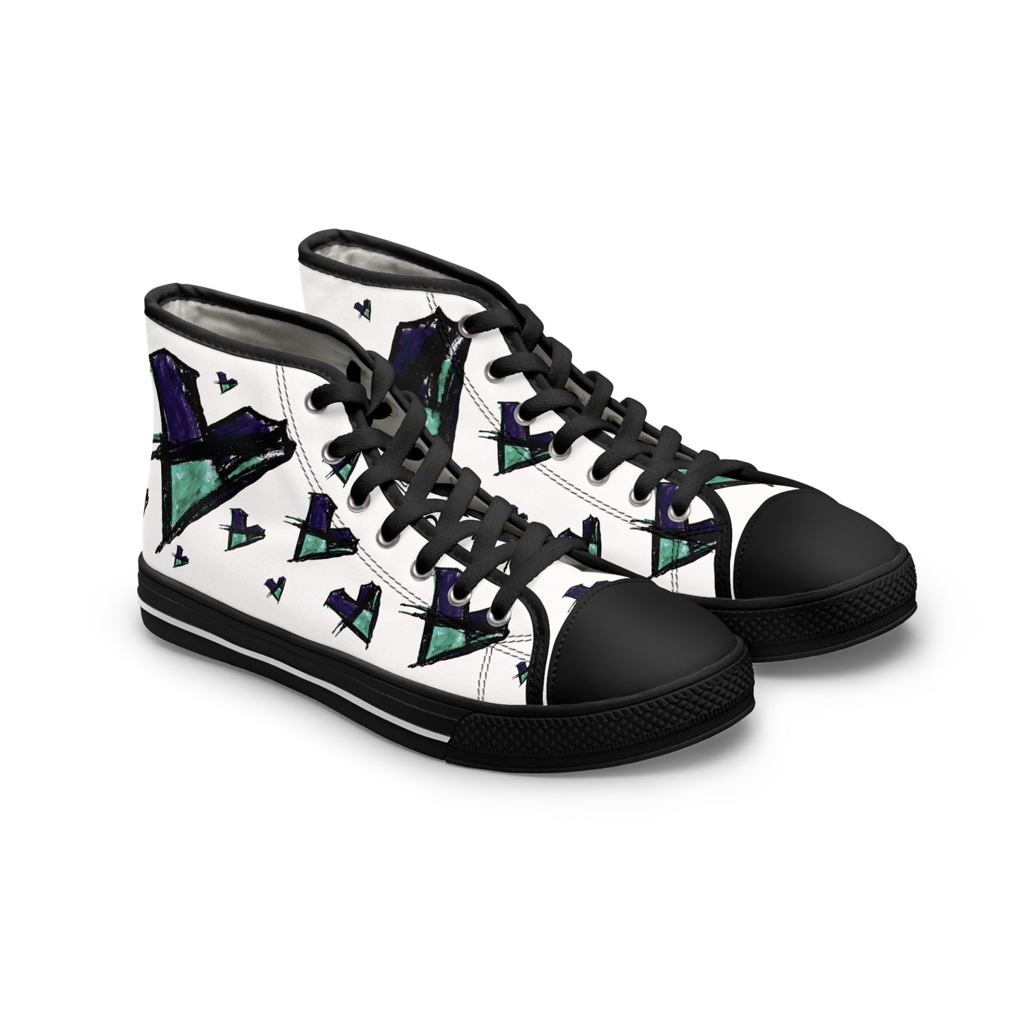 High Top Sneakers — Abstract Geometric Arrow Print (Women)