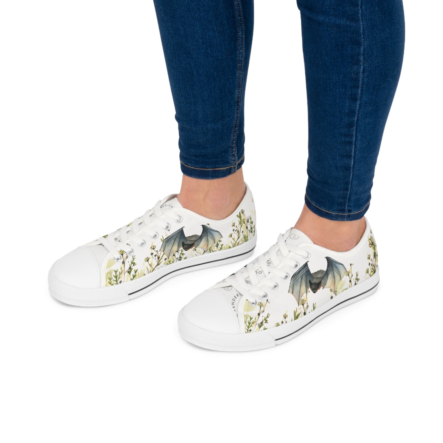 White Bat Printed Unisex Classic Low Top Sneaker Shoes