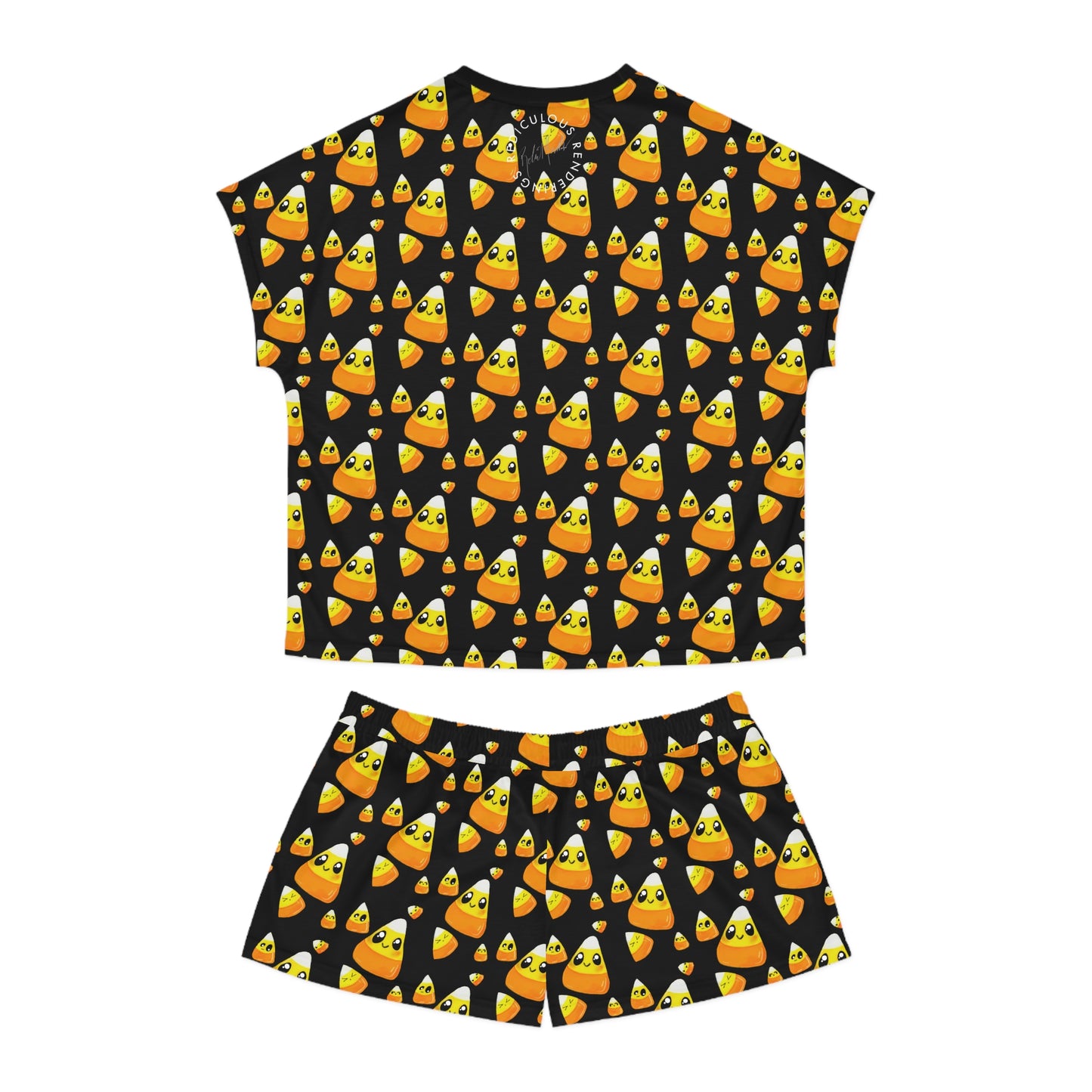 Candy Corn Pattern Women’s Pajama Set — Cute Halloween Short Sleepwear