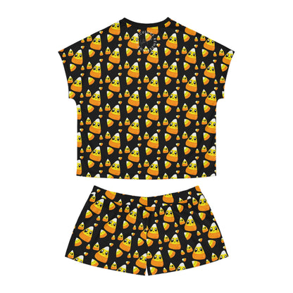 Candy Corn Pattern Women’s Pajama Set — Cute Halloween Short Sleepwear