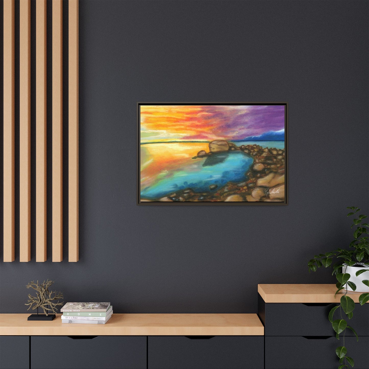 Sunset Ocean Beach Framed Wall Art