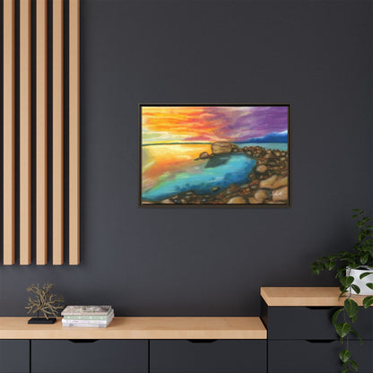 Sunset Ocean Beach Framed Wall Art