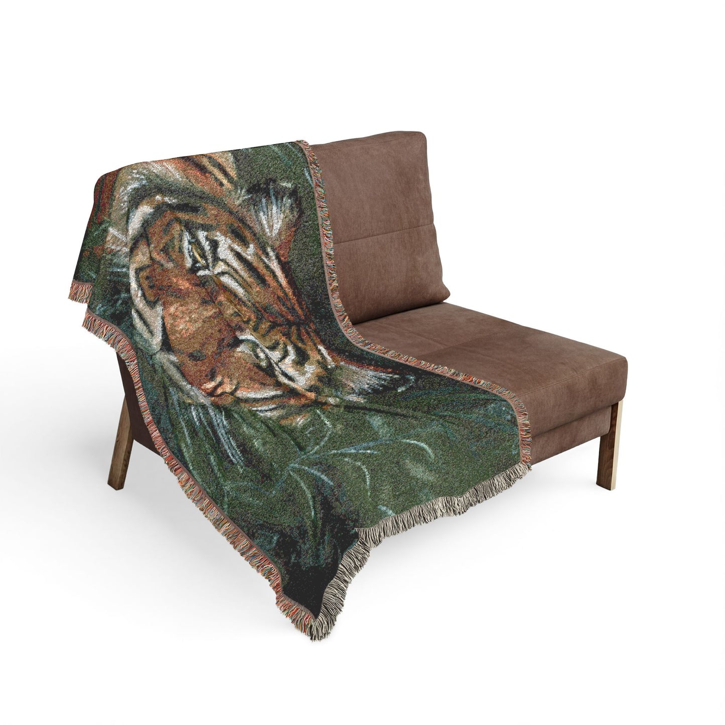 Tiger Woven Blanket — Jungle Tiger Throw with Fringe