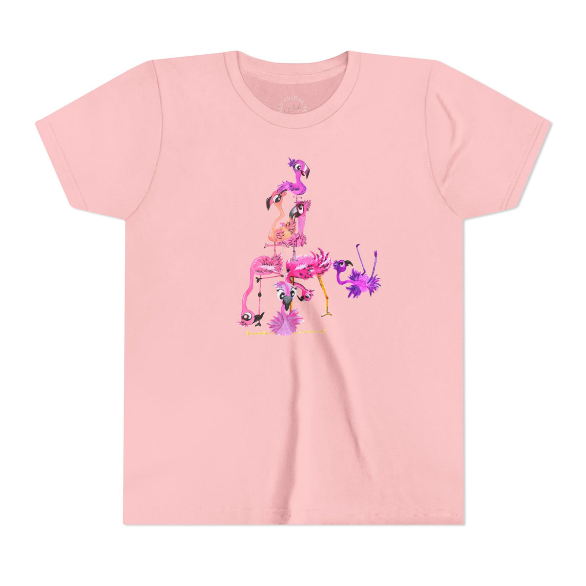 Youth Tee — Watercolor Pink Flamingo Stack Kids T-Shirt