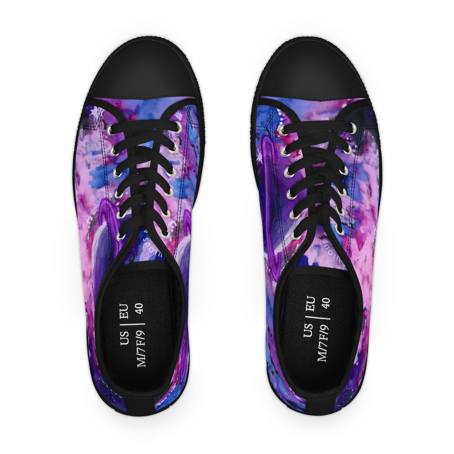 Purple Galaxy Women's Low Top Sneakers — Abstract Tie-Dye Cosmic Design