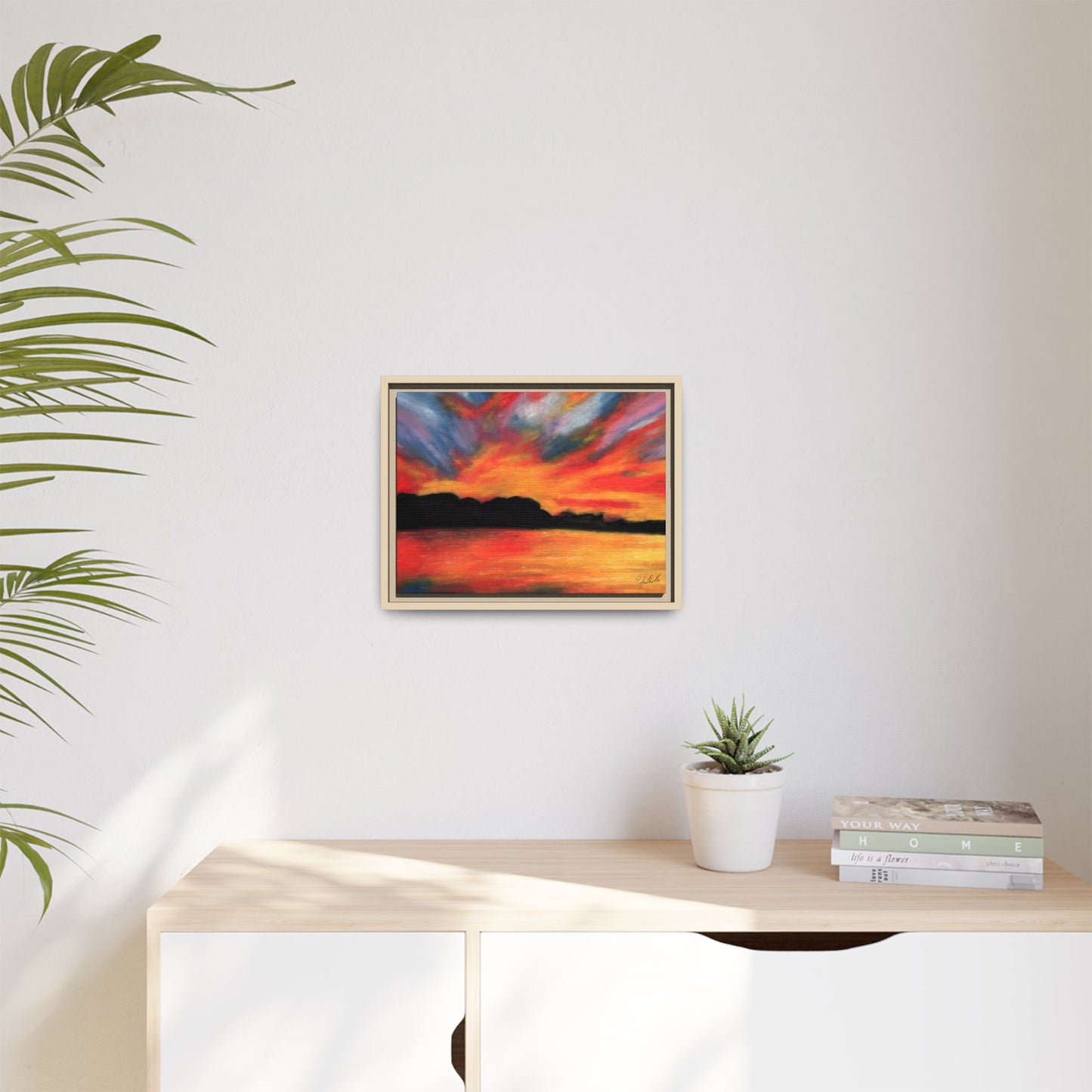 Sunset Over The Lake Framed Wall Art