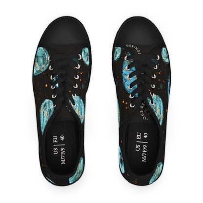 Planetary Watercolor Low Top Sneakers — Women's Celestial Canvas Shoes