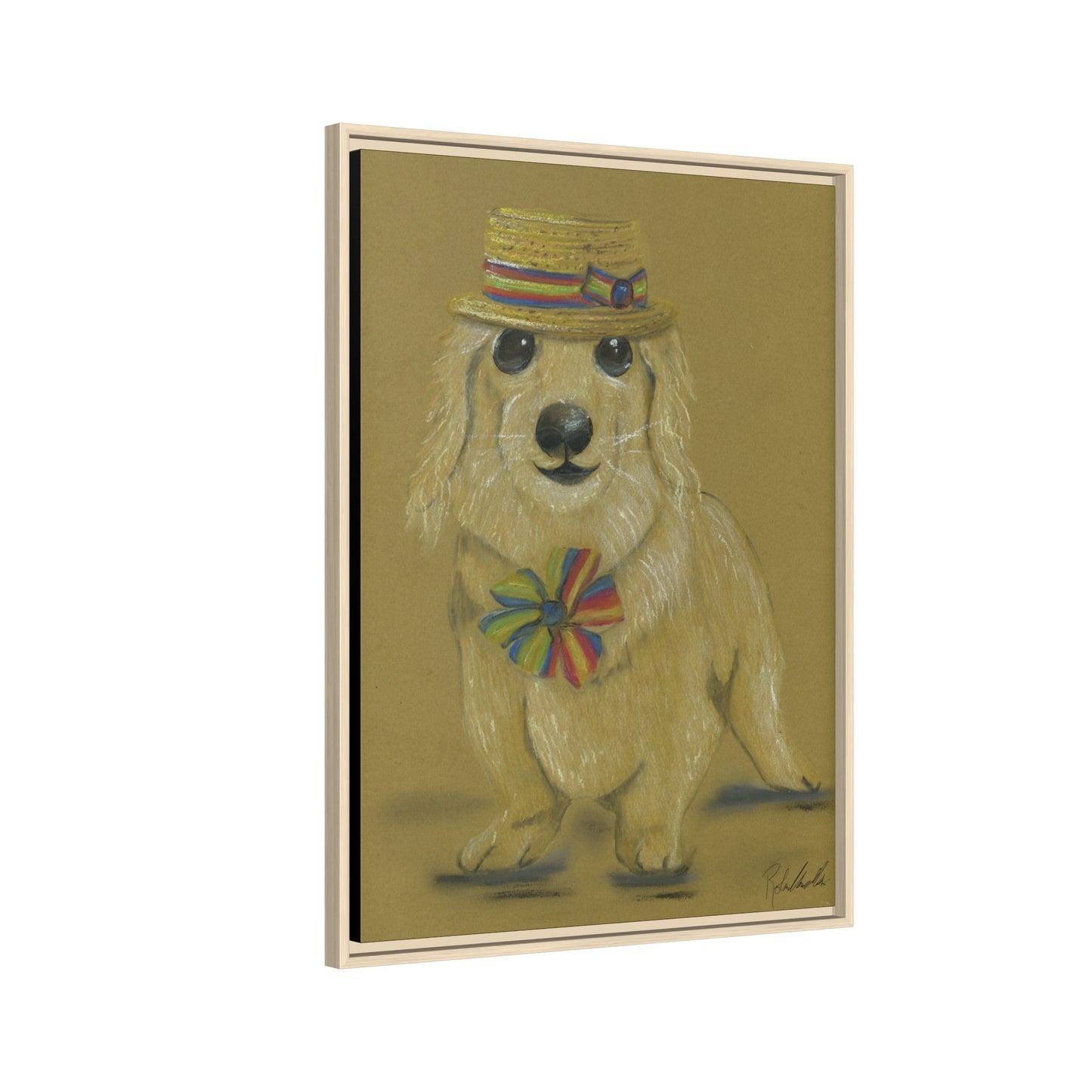 Weiner Dog in Hat Framed Wall Art