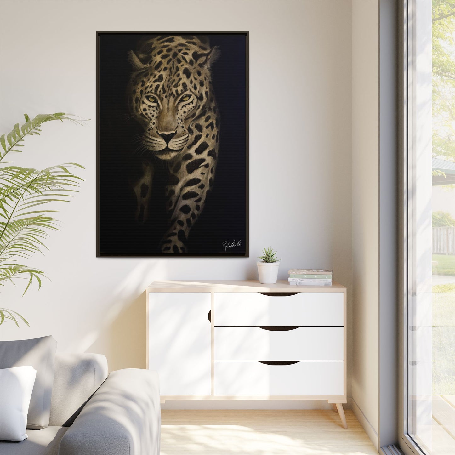 Leopard at Night Framed Wall Art