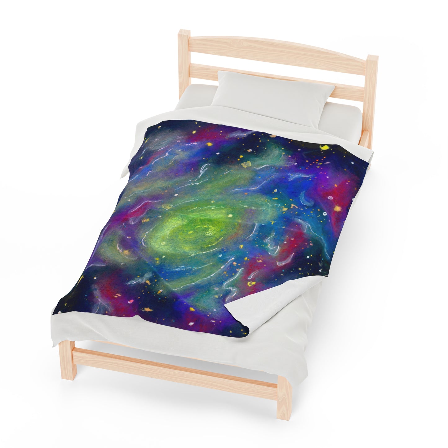 Rainbow Vortex Galaxy Velveteen Plush Blanket