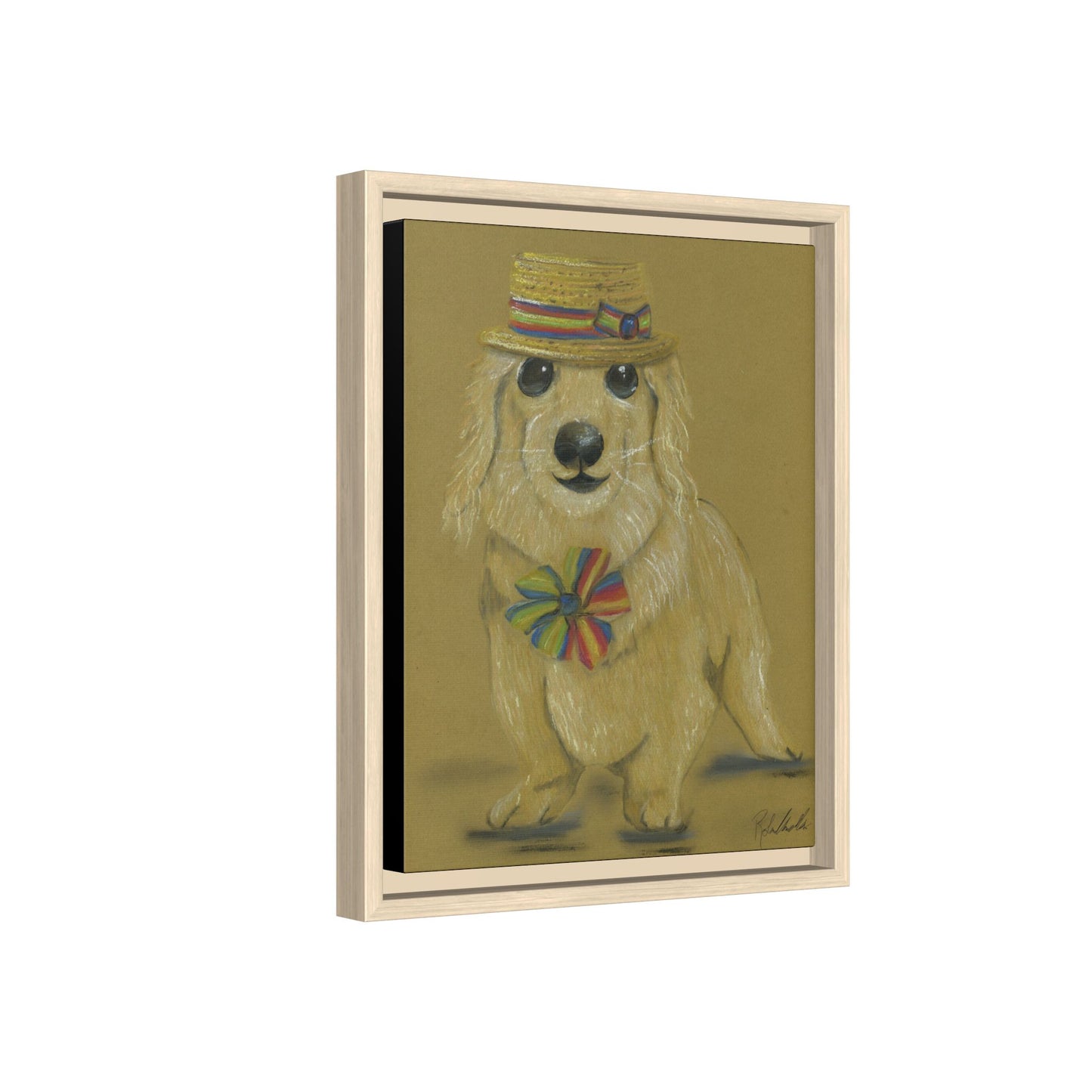 Weiner Dog in Hat Framed Wall Art