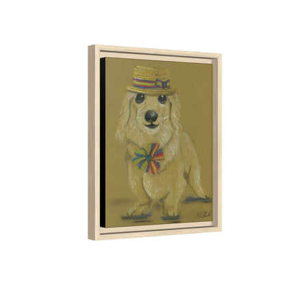 Weiner Dog in Hat Framed Wall Art