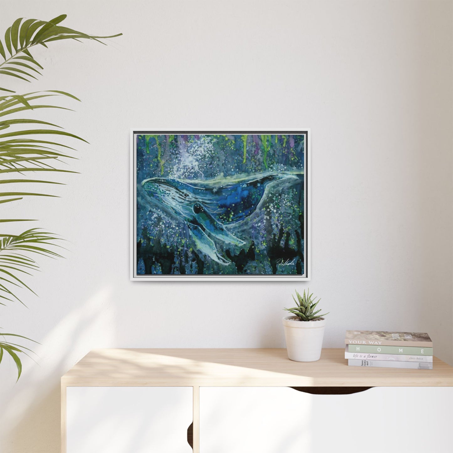 Watercolor Whale Framed Wall Art