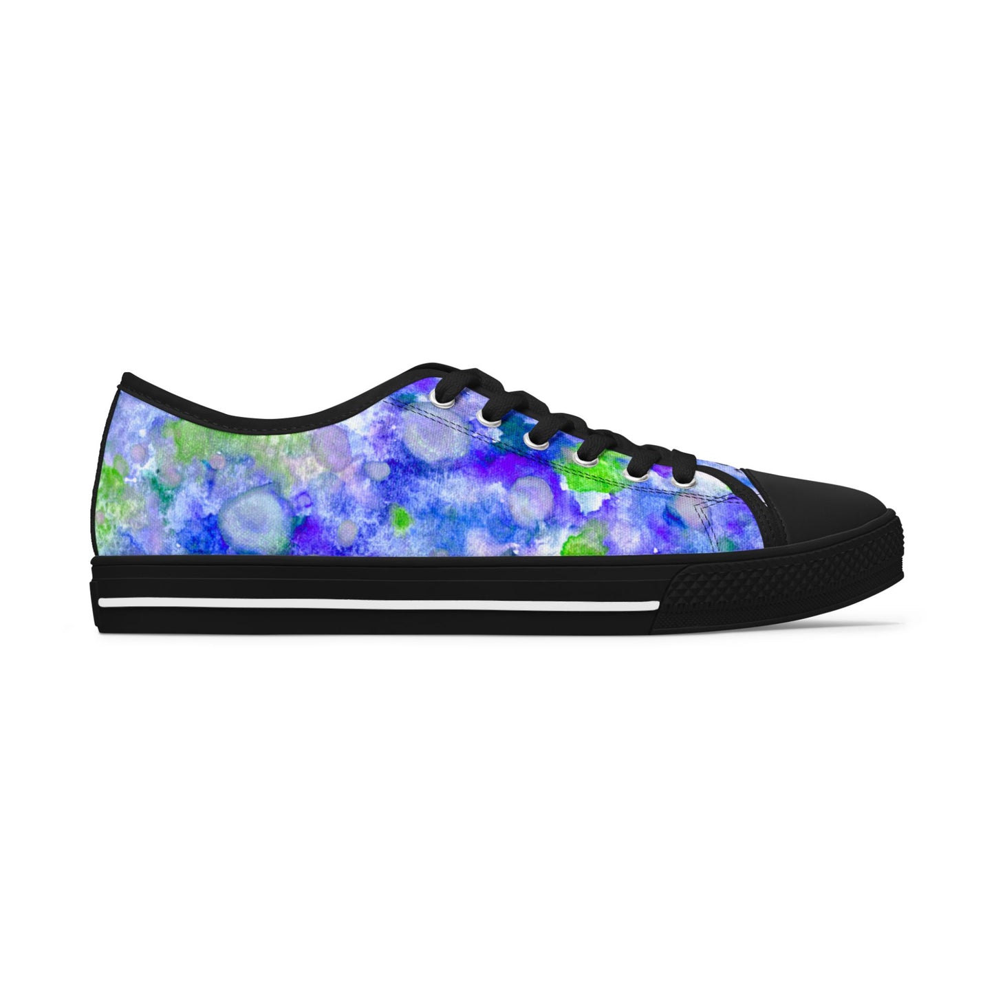 Floral Blur Women's Low Top Sneakers – Blue & Green Watercolor Print