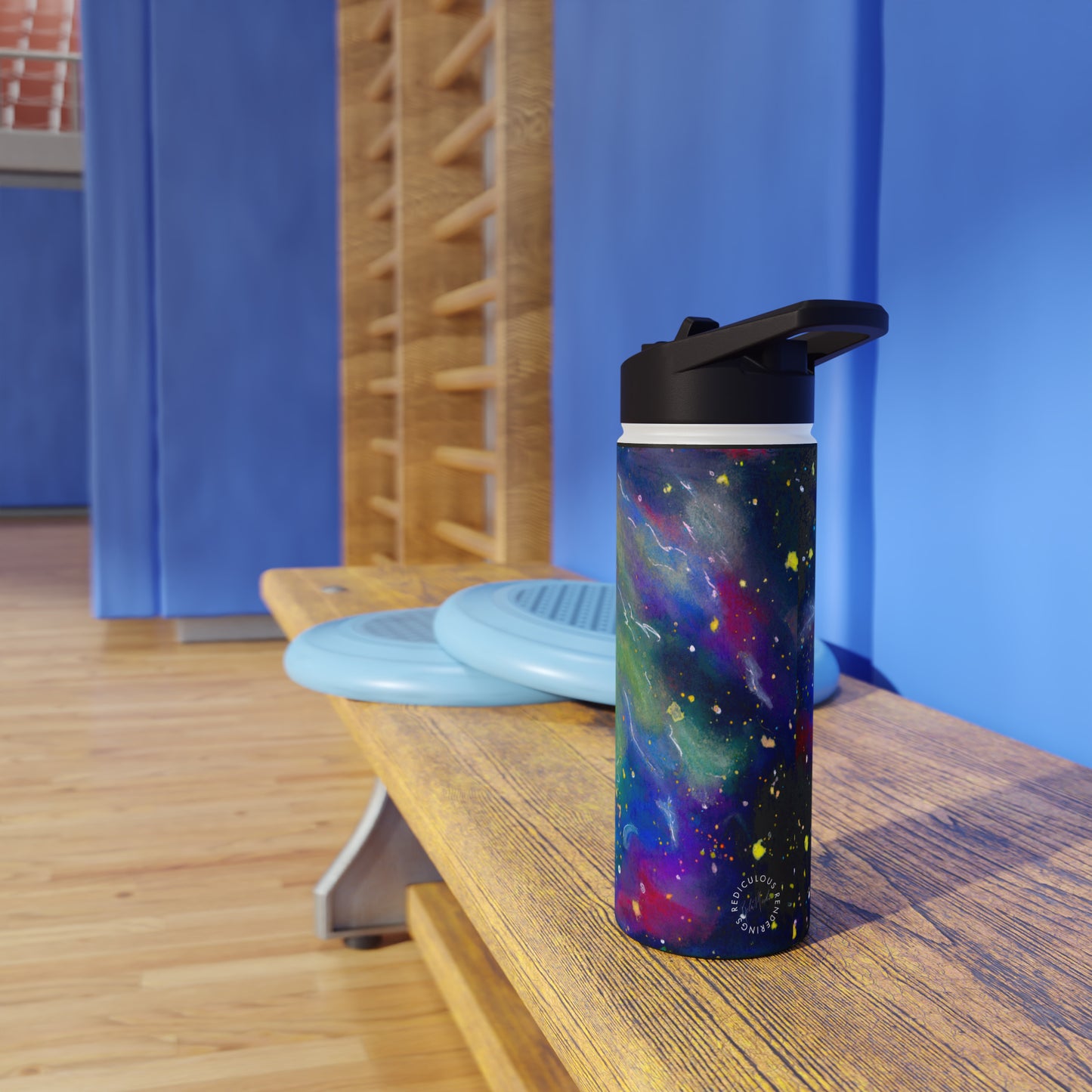 Rainbow Vortex Galaxy Stainless Steel Water Bottle, Standard Lid