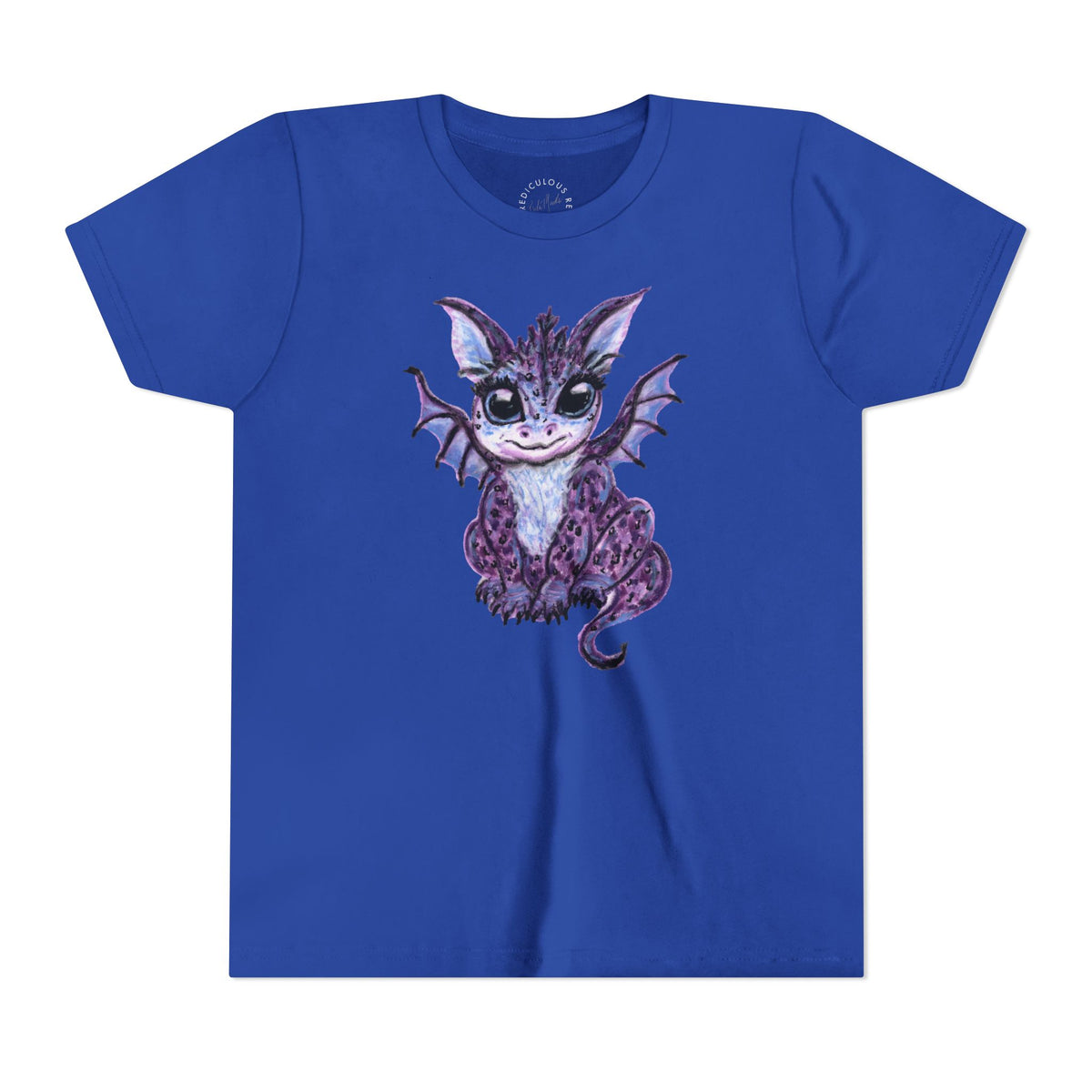 Youth Tee — Cute Purple Baby Dragon Illustration Kids Shirt