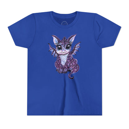 Youth Tee — Cute Purple Baby Dragon Illustration Kids Shirt