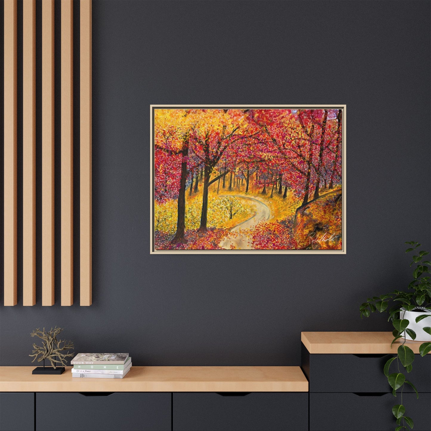 Vibrant Fall Forest Framed Wall Art