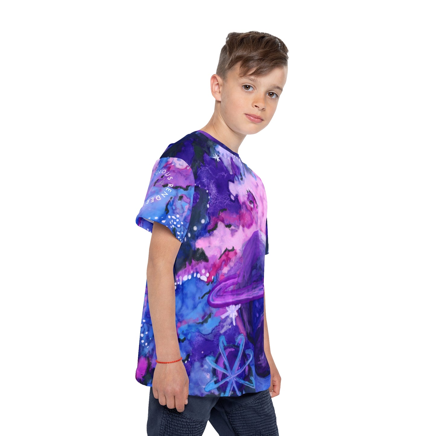 Kids Galaxy Sports Jersey — Purple Nebula Planet All-Over Print
