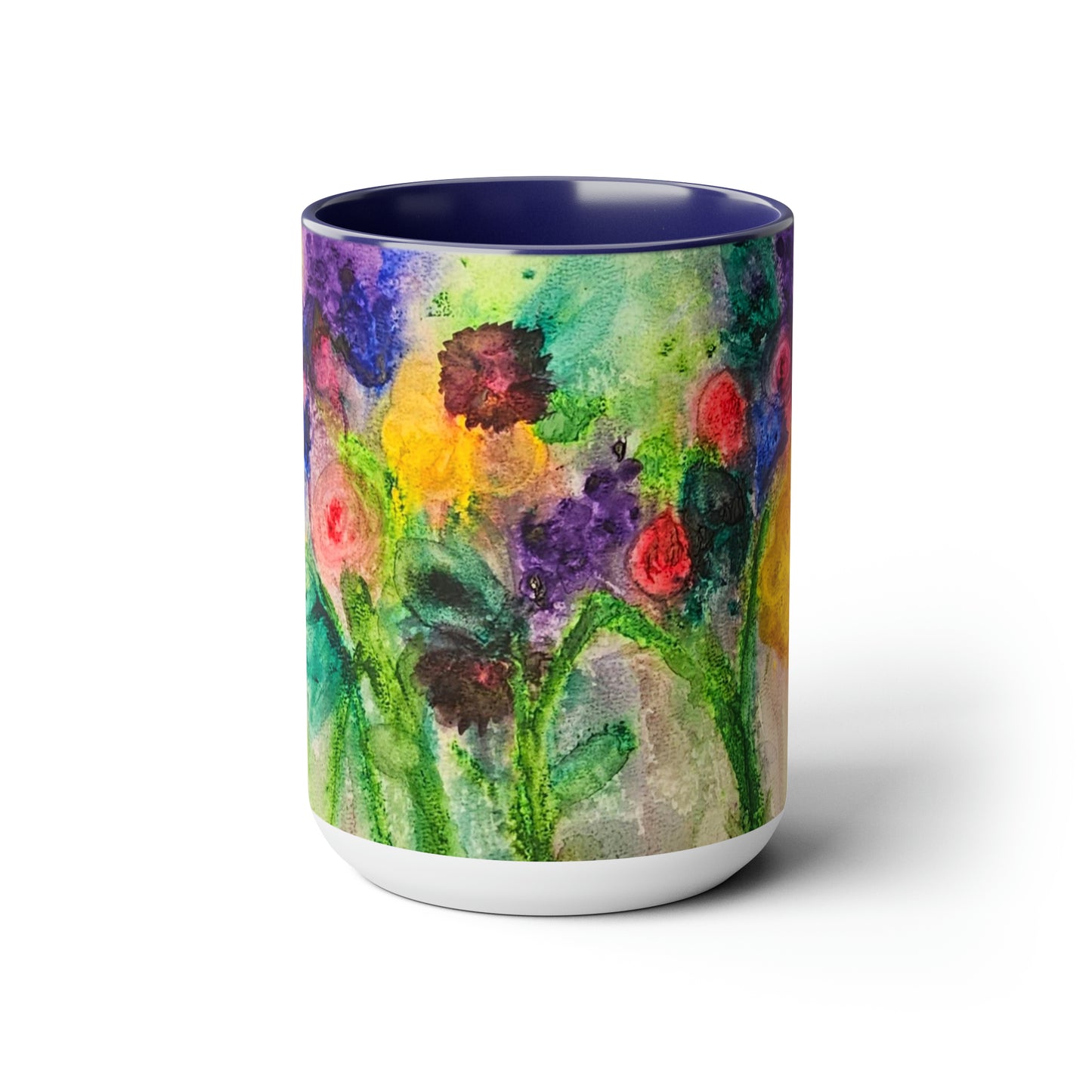 Flowers Two-Tone Coffee Mugs, 15oz