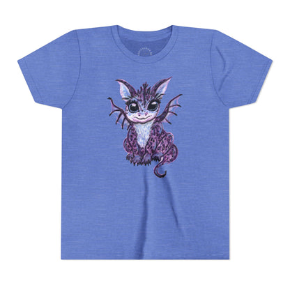Youth Tee — Cute Purple Baby Dragon Illustration Kids Shirt