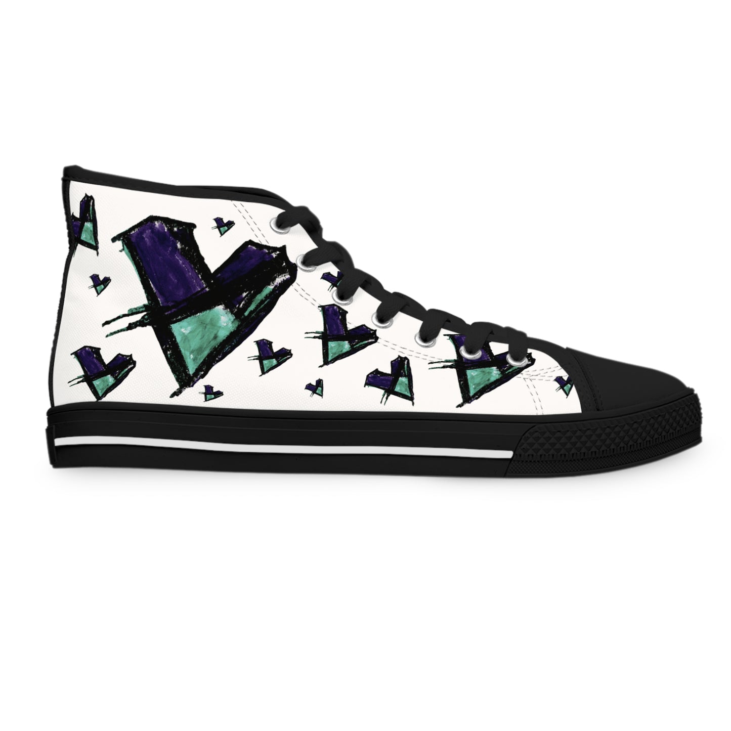 High Top Sneakers — Abstract Geometric Arrow Print (Women)