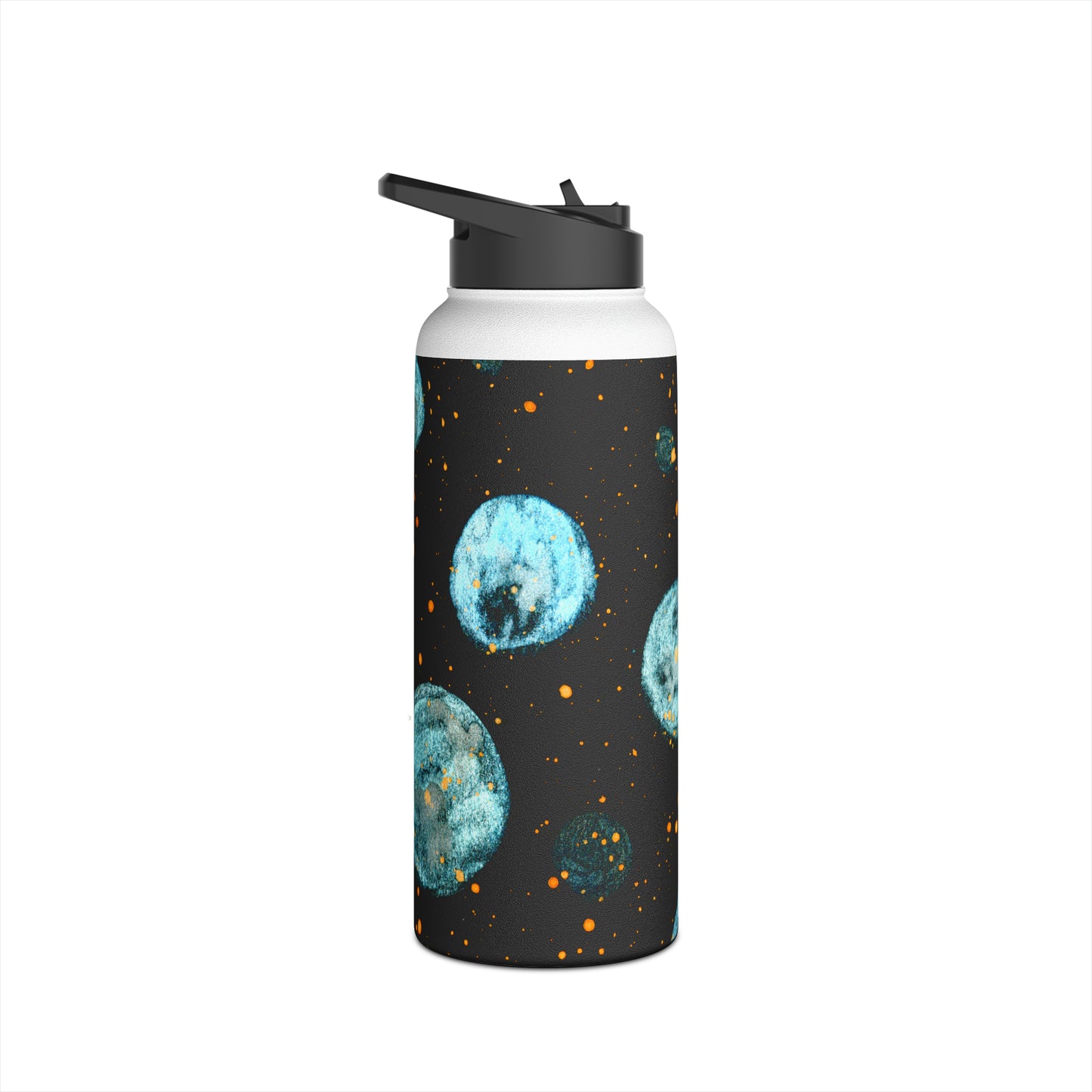 Little Blue Planets Galaxy Stainless Steel Water Bottle, Standard Lid