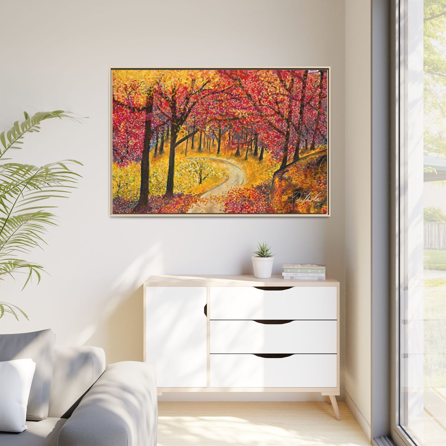 Vibrant Fall Forest Framed Wall Art