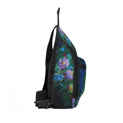 Moonlit Garden Raven Sling Bag — Floral Crossbody