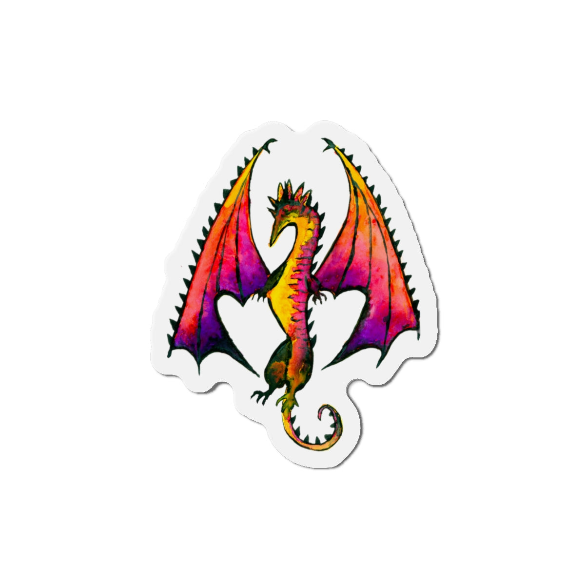 Fire Dragon Die-Cut Magnets  Custom Shape, 5 Sizes, Vinyl Material for Outdoor Use, Flexible and Durable, Black Backing - Home Decor Refrigerator Magnets