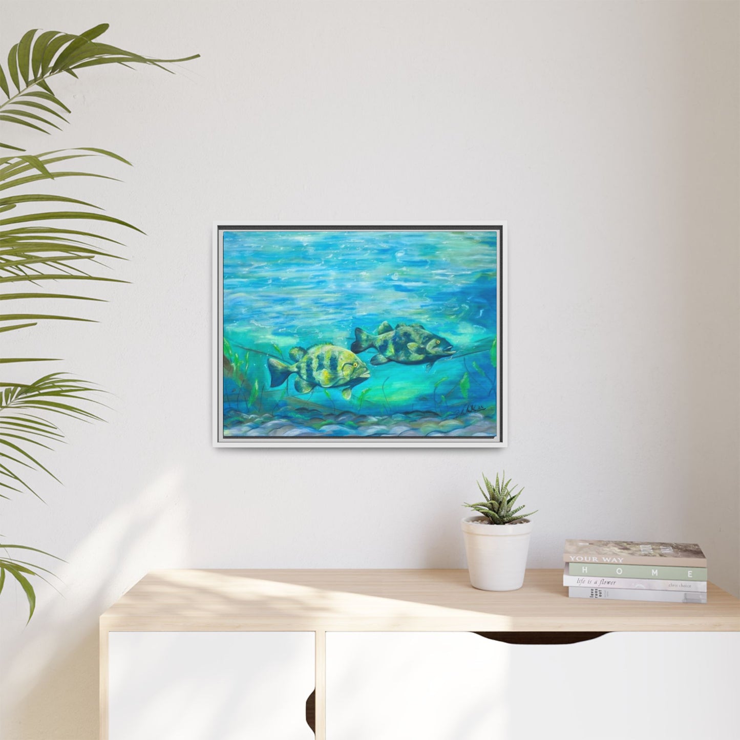 Framed Matte Canvas - Underwater Fish Scene